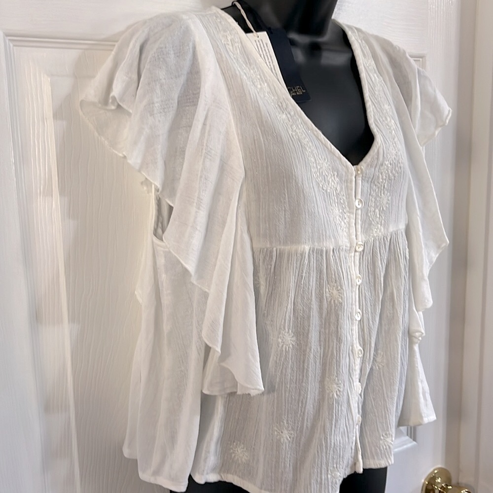 Rachel Roy off white Boho type short top, size Large, NWT. - Picture 3 of 8